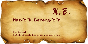 Mazák Berengár névjegykártya